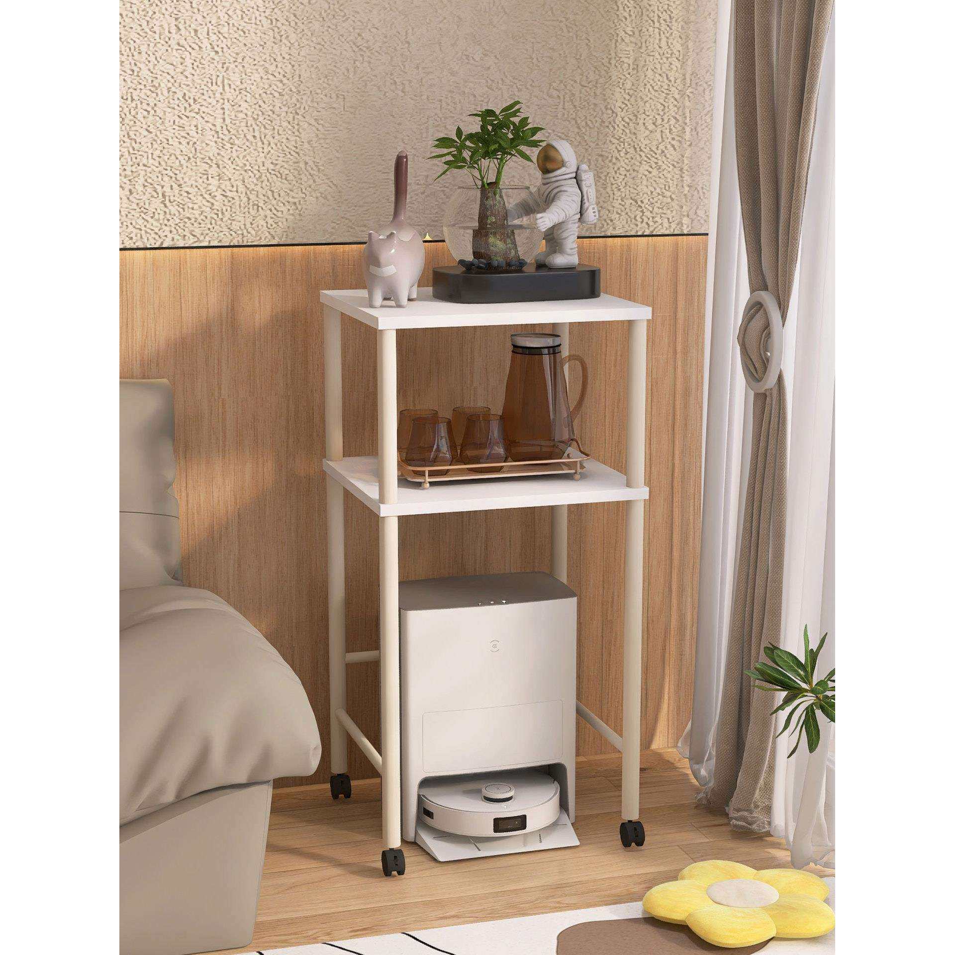 扫地机器人上方置物架放鱼缸实木架子猫砂盆落地收纳架宠物高脚架