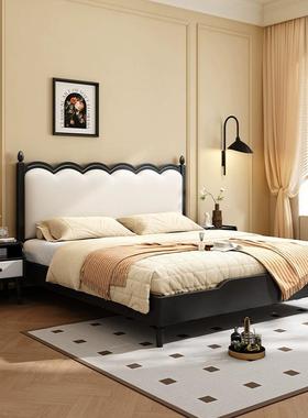 北欧黑色实木床现代简约1.5米1.8复古卧室经济型双人法式复古大床