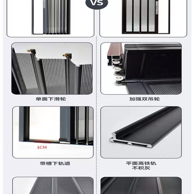 金刚网折叠高铁轨纱门平网防猫狗防老鼠防盗极窄铝合金推拉沙门