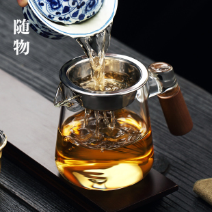 茶杯 木把玻璃公道杯单个耐热加厚玻璃高端分茶器茶滤茶海茶漏套装
