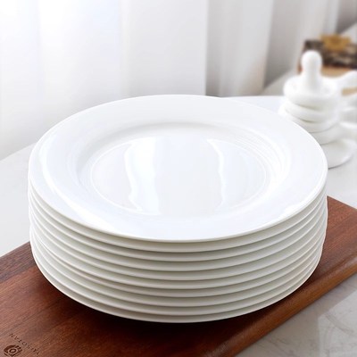 圆平盘优级纯白无铅骨瓷家用吐骨碟凉菜盘西餐盘平盘子釉下彩陶瓷