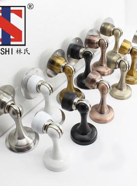 加厚免打孔不锈钢黑色门吸门阻器门顶强磁地吸墙吸高磁门碰