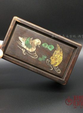 仿老镶嵌鸳鸯戏水带机关首饰盒木盒小盒子仿古木雕储物收纳盒嫁妆