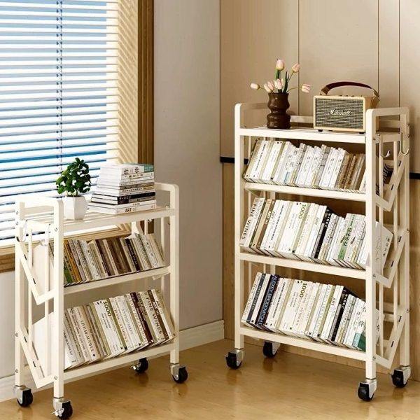书架落地置物架可移动小推车书本收纳架家用简易多层放书包万向轮,收纳整理,书桌收纳置物架,淘宝优惠券,粉丝福利购,淘宝优惠卷