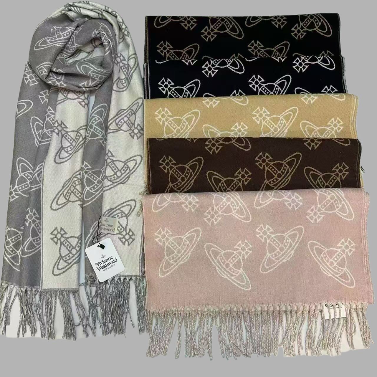 日单2025秋冬双面满印保暖流苏土星羊绒大披肩女士围巾围脖