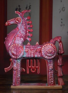 钧瓷精品美林马中式陶瓷家居摆件玄关博古架办公室装饰摆设工艺品