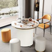 茶台轻奢移动现代简约茶车家用组合阳台茶桌椅岩小茶桌小型圆形板