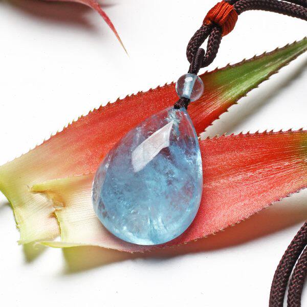 水晶珠宝滴爱水小情侣石冰种民族风项链吊坠男心海蓝宝女挂坠蓝色