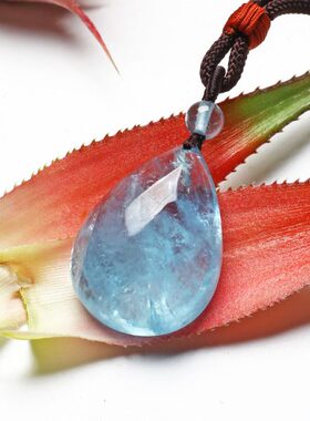 水晶珠宝滴爱水小情侣石冰种民族风项链吊坠男心海蓝宝女挂坠蓝色