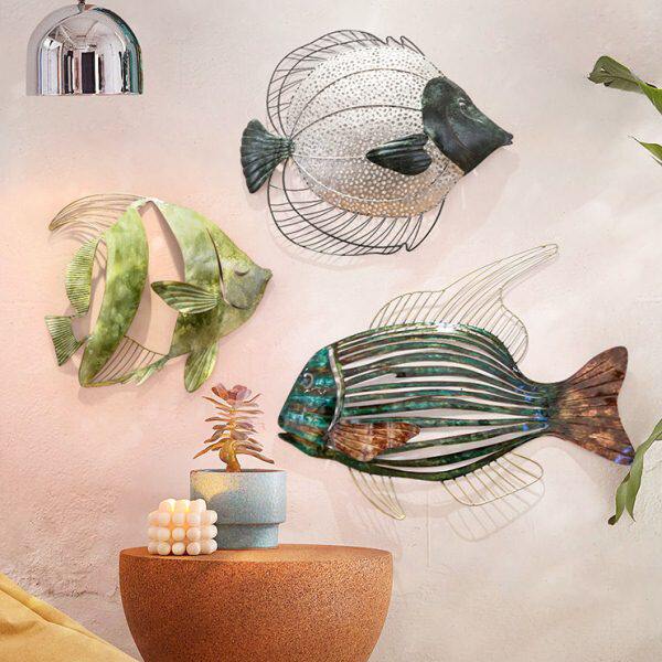 挂件铁艺饰客厅儿童房头壁挂卧室床地中海风格装饰鱼墙上创意立体