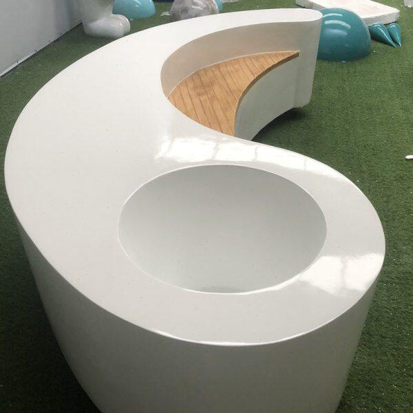 玻璃钢创意休闲椅休息坐商场美陈酒店大堂型长凳凳花盆公共蝌蚪造