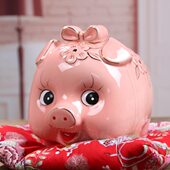 一猪存钱罐储蓄罐儿童陶瓷储钱罐卡通个性 创意节六生日礼物女友
