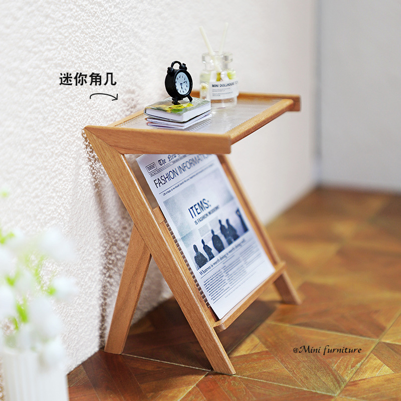 娃娃屋配件微缩模型小角几茶几茶桌bjd ob11迷你木制家具摆件M171