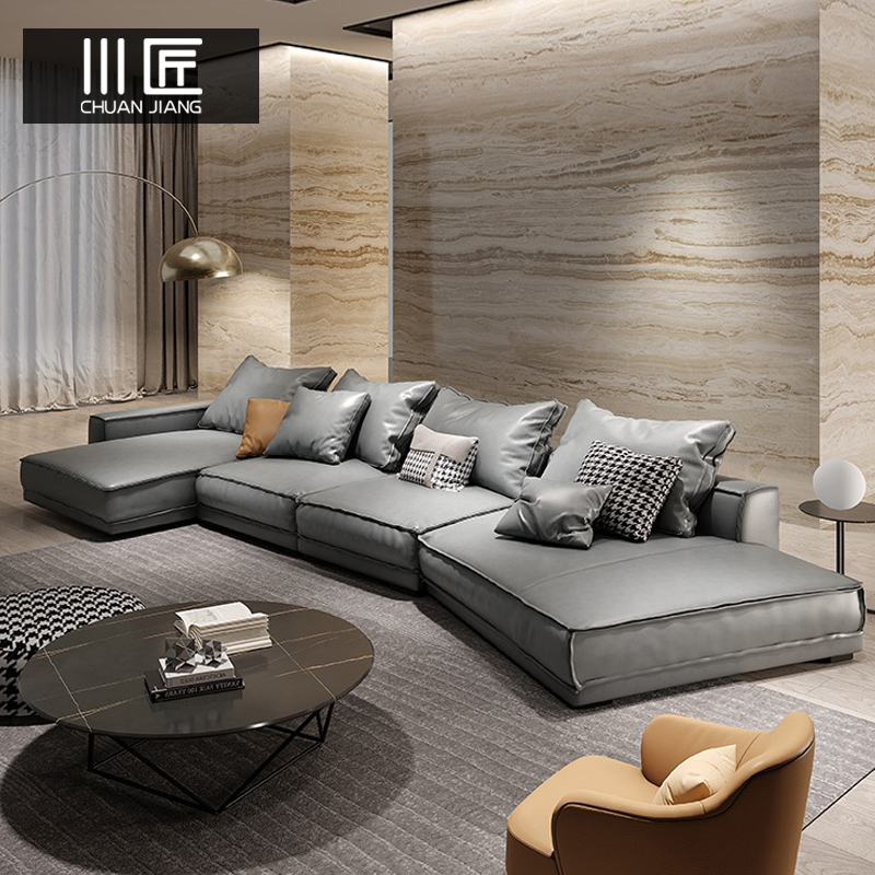 baxter布达佩斯异形沙发现代极简头层牛皮轻奢客厅直排贵妃组合