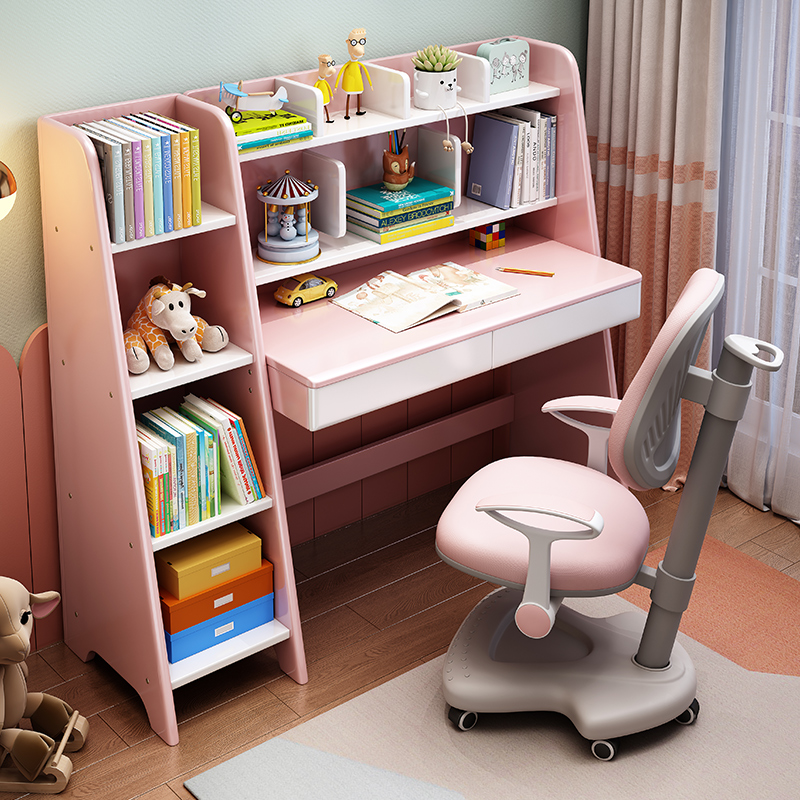 儿童书桌小学生多功能作业写字桌椅套装家用男女孩全实木学习桌子