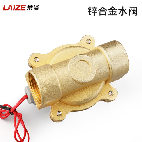 莱泽常闭电磁阀水阀气阀纯铜线圈AC220V DC24V 12V 2分 4分6分1寸