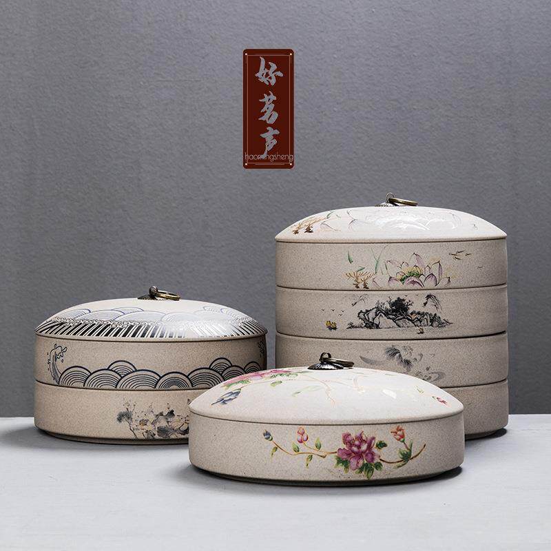 白茶普洱茶饼罐陶瓷茶叶罐存茶罐储藏罐收纳盒醒茶盒糖果盘盆