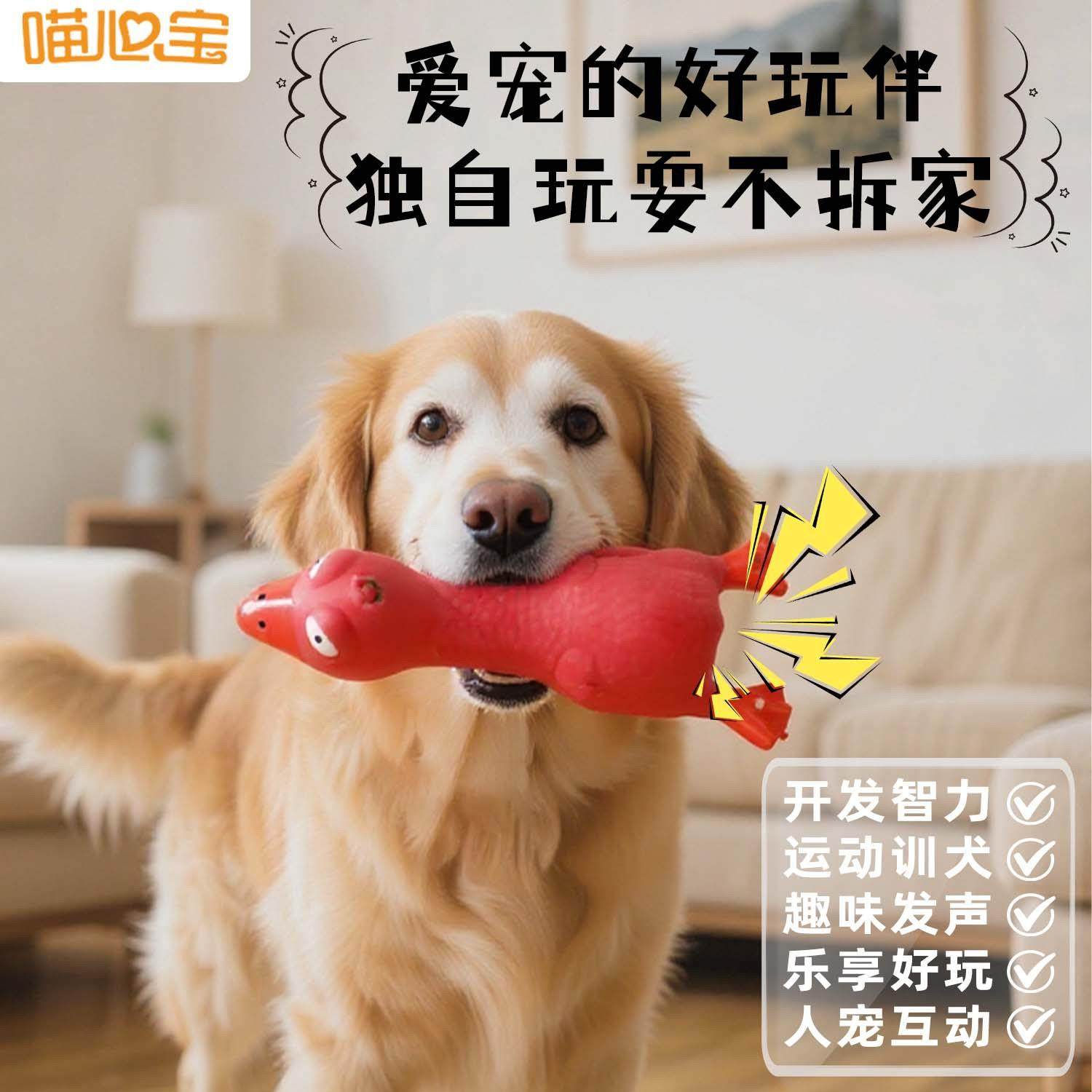 新款喵心宝乳胶发泄鸡 宠物乳胶发声玩具 惨叫小鸡惨叫鸡