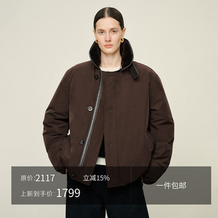 95白鹅绒羽绒服短款 皮毛领 女简约复古轻暖外套 暖欧包 JIXICHEN
