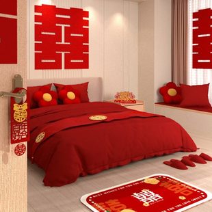 饰床尾搭巾新婚床上用品喜字桌旗茶几茶台 厂促红色床旗结婚婚房装