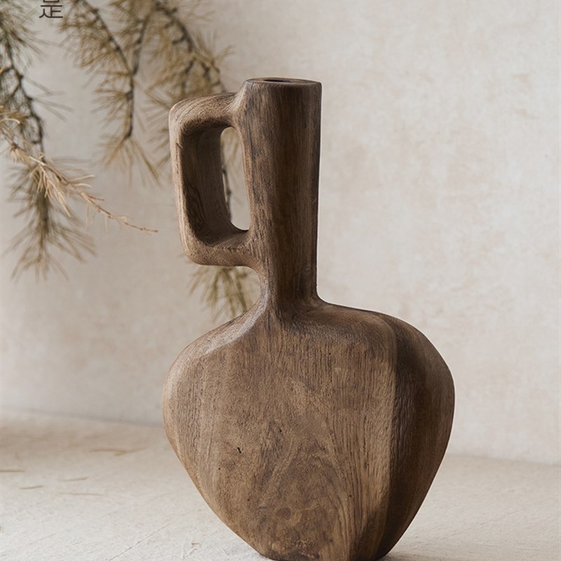 如/Wabi风格复古花瓶t装饰品B&B酒店餐厅客厅创意装饰实木旧