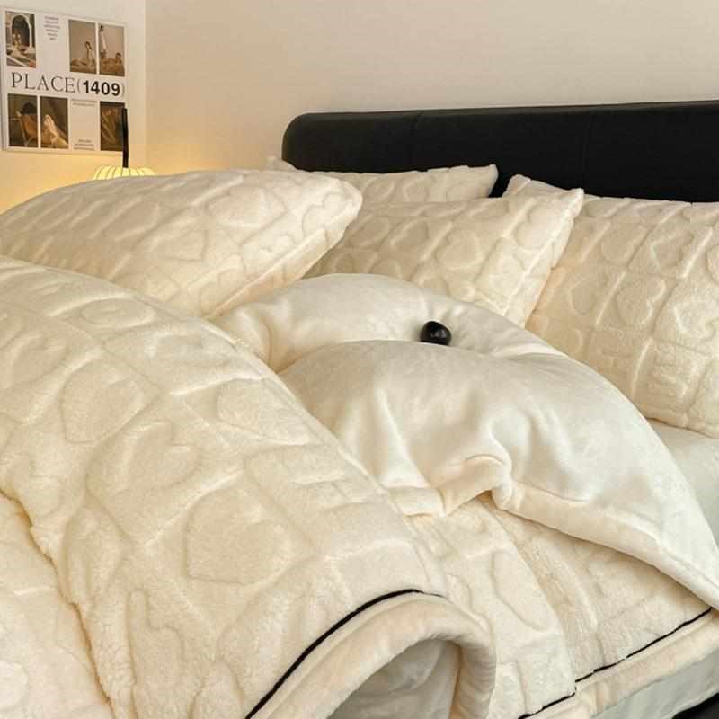 冬季防静电加绒加厚牛奶绒四件套被套H塔芙绒被罩裸睡床单床上用