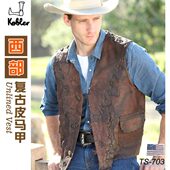 外套obK式 西部男款 牛皮马甲美国 西er复古 皮衣l进口牛仔