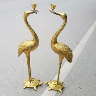 大号铜乌龟仙鹤蜡台酥油灯乌龟酒杯蜡台灯台鹤台乌龟铜器摆件