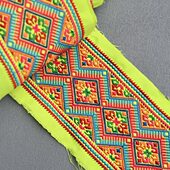 广西少数民族刺绣衣袖 襟边装 饰花条壮族壮锦图纹织带花边文创面料