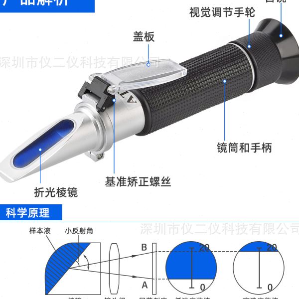 现货折光仪0-100‰海水盐度计折射仪手持光学比重计 海缸养殖鱼虾