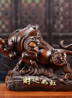 牛摆件金牛树脂工艺品家居客厅电视柜办公室装饰沙金礼品一件代发