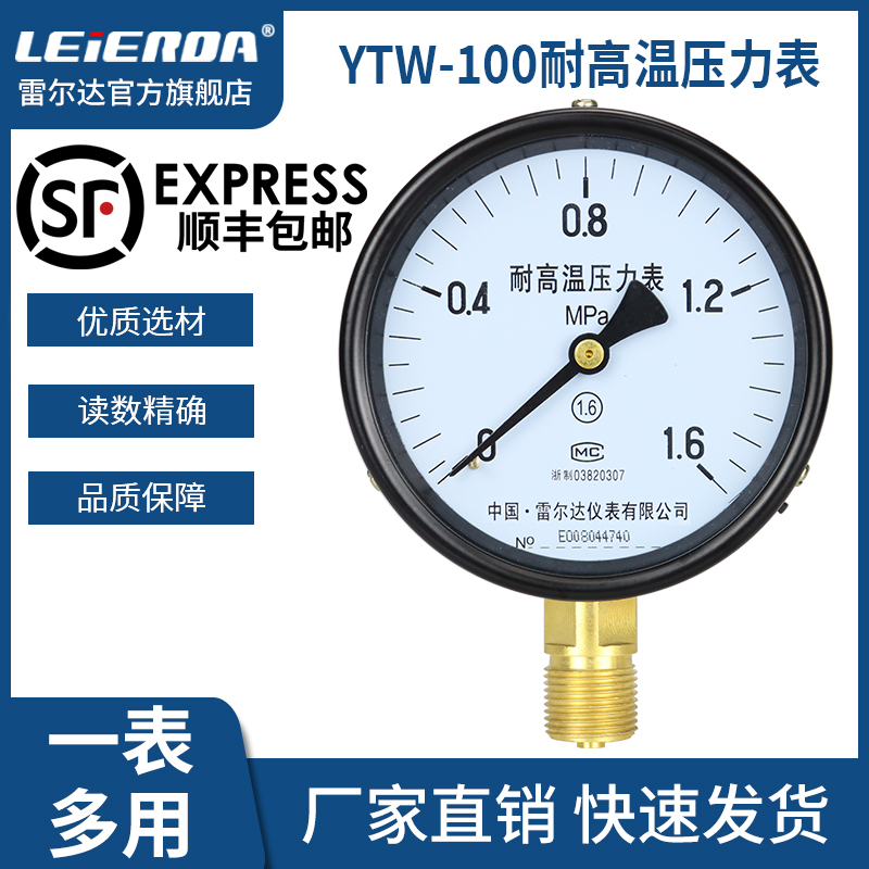 雷尔达YTW100 蒸汽锅炉压力表 耐高温压力表 高压