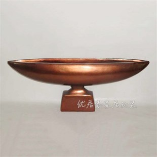 时尚现代台面插花花瓶船形花盆玻璃钢家居酒店花盆雕塑摆件122