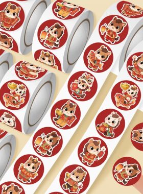 2026新年小马可爱卡通卷卷贴迎新春欢度马年马到成功贴纸diy手账