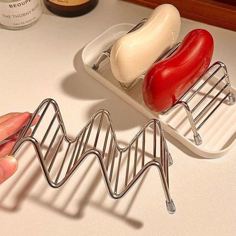 不锈钢香皂盒ins肥皂盒卫生间肥皂收纳沥水架创意波浪家用置物架