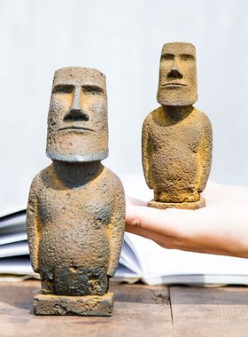 北欧风创意复活节岛摩艾石像工艺品手工摆件书房茶宠铸铁家居摆设