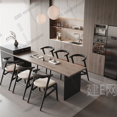 意式极简2025新款实木岩板岛台餐桌椅可伸缩一体轻奢高级感家用桌