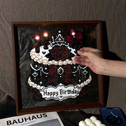 严浩翔拼豆蛋糕相框diy磁控灯生日蜡烛手工配件发光摆件粉丝周边