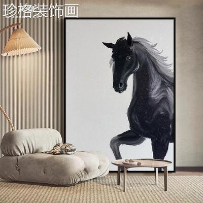 马到成功意式gw52002极简装饰画画厅沙发骏马 手绘油画 画玄 关客