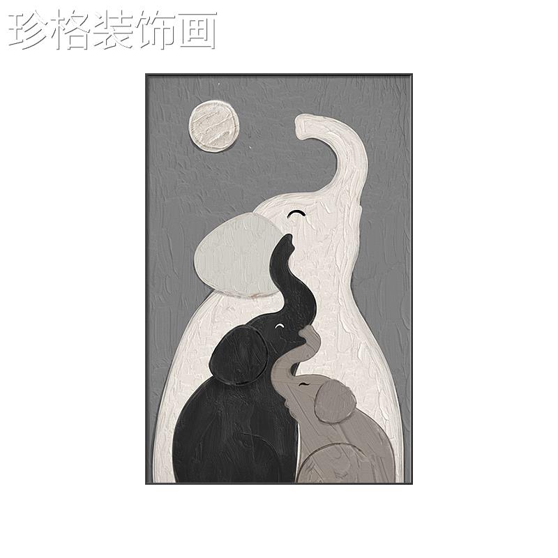 侘寂风玄关装饰画大落象沙发背现景LWWL-000画墙地挂代轻奢油画肌图片
