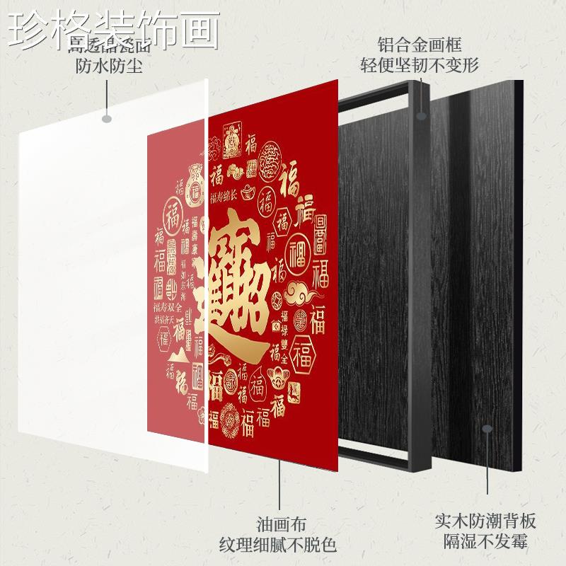 招财进挂画正晶瓷-招方形进玄关宝装饰画晶瓷走福禄寿喜字画廊尽图片