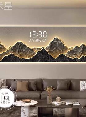 厅轻奢靠山客沙背景墙装yw55870饰画创意电子钟壁画办公室画2025