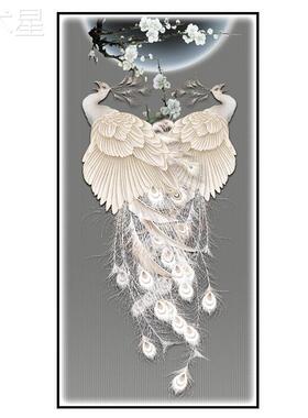 现代简约轻玄关装饰画竖版新中式面挂AL1101画走墙廊奢LED灯壁光