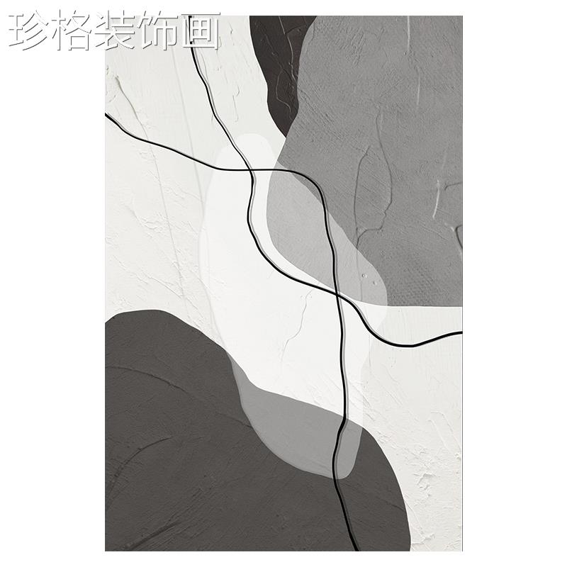 白现代LLLQ-001简约客厅装饰画黑灰象沙发背墙落地抽挂画高级感景图片