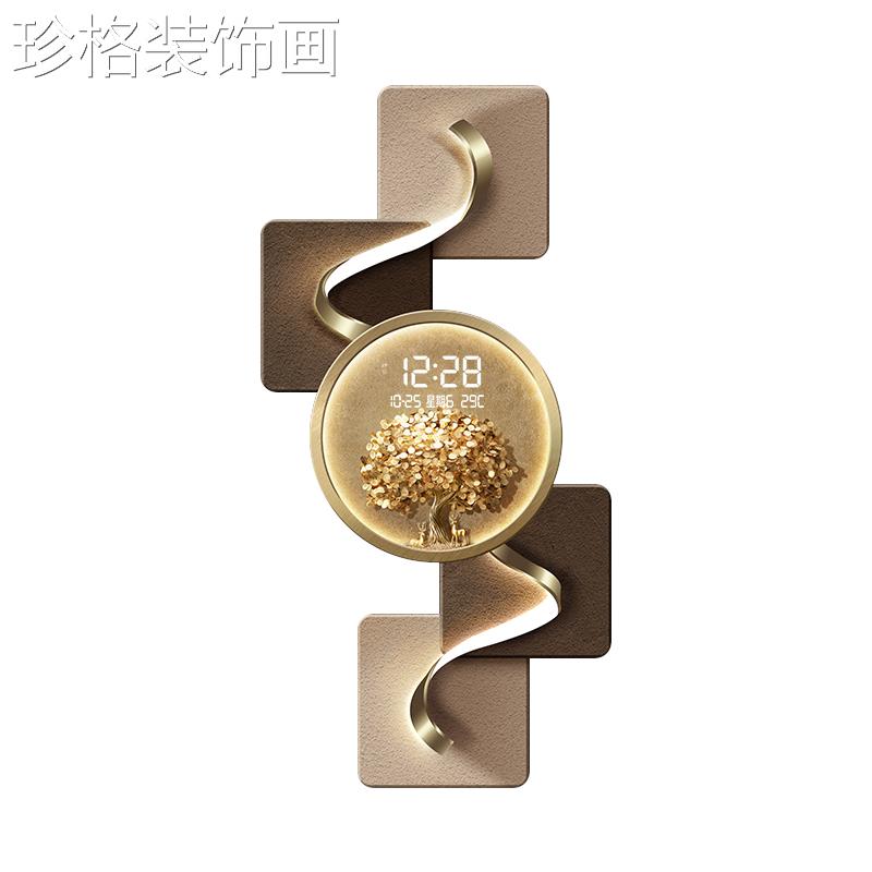 发树玄关装饰画钟表气挂钟高级20250604财感寓道意好大走廊过电子