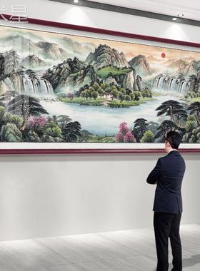 八方来财山水风景画横款聚盆国画办公室客yw57761挂画厅装字画背