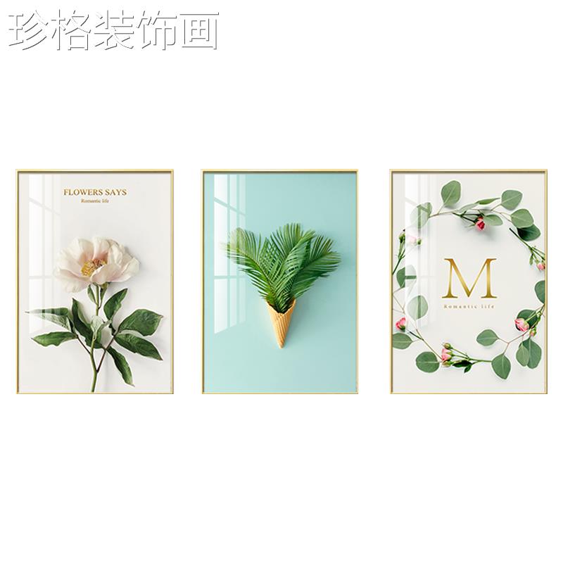 轻奢客厅饰画QY-003三联现代简约壁画北欧沙发背景温墙晶瓷挂餐厅图片