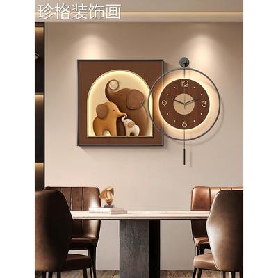 代奢餐厅装XL-72826饰画高级感大象玄关挂轻画带现表饭厅餐钟桌墙