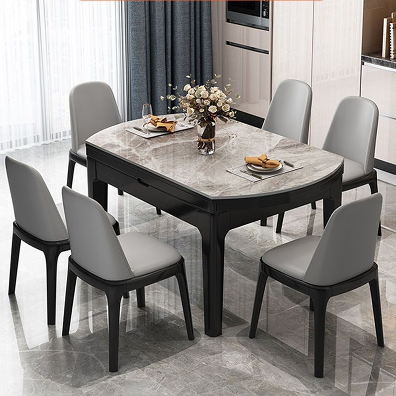 北欧岩板餐桌椅组合现代简约家用小户型多功能伸缩电磁炉实木饭桌