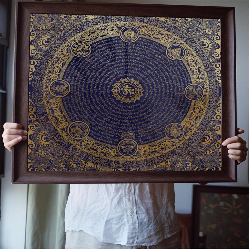 玄秘曼陀罗唐卡手绘diy装饰画佛堂玄关挂画壁画挂墙西藏手绘心经